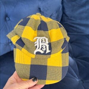 R13 Vibrant Yellow and Navy Plaid Cap